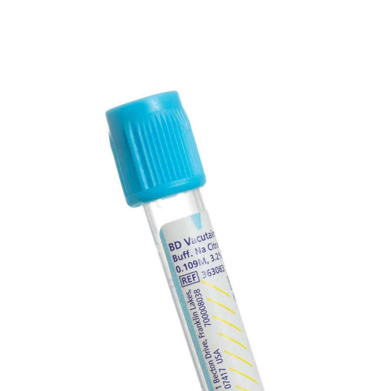 Tubo BD Vacutainer Azul para recoleccipon de sangre con citrato de sodio 0.109M
