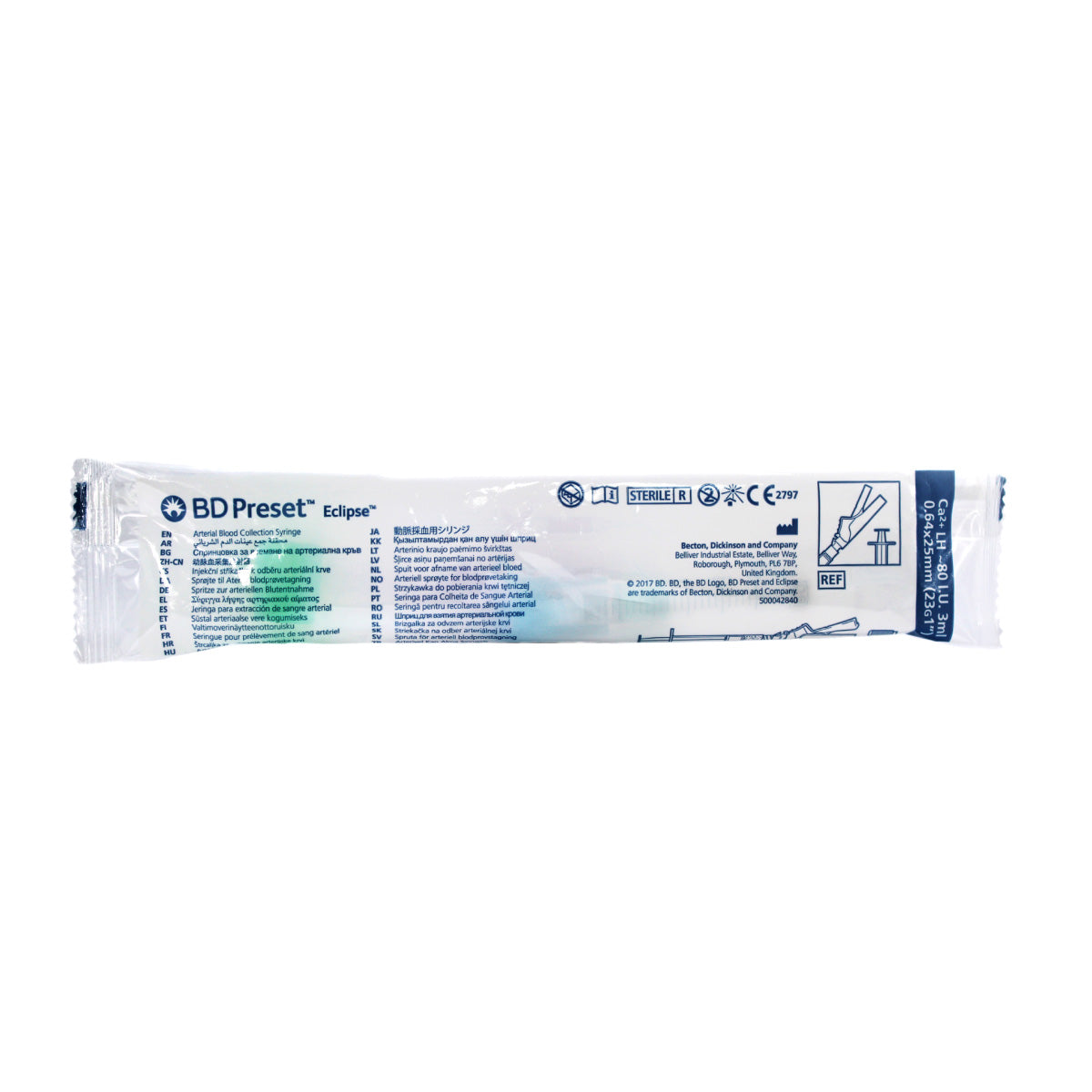 Jeringa Para Gases Arteriales Bd Preset Eclipse 3 ml-23 G x 25 mm