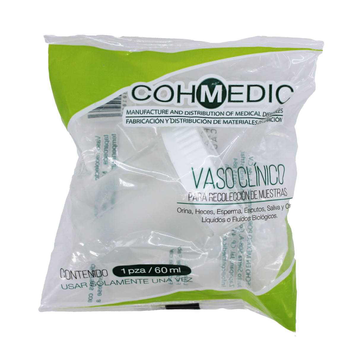 Vaso Recolector 60 ml Blanco Estéril