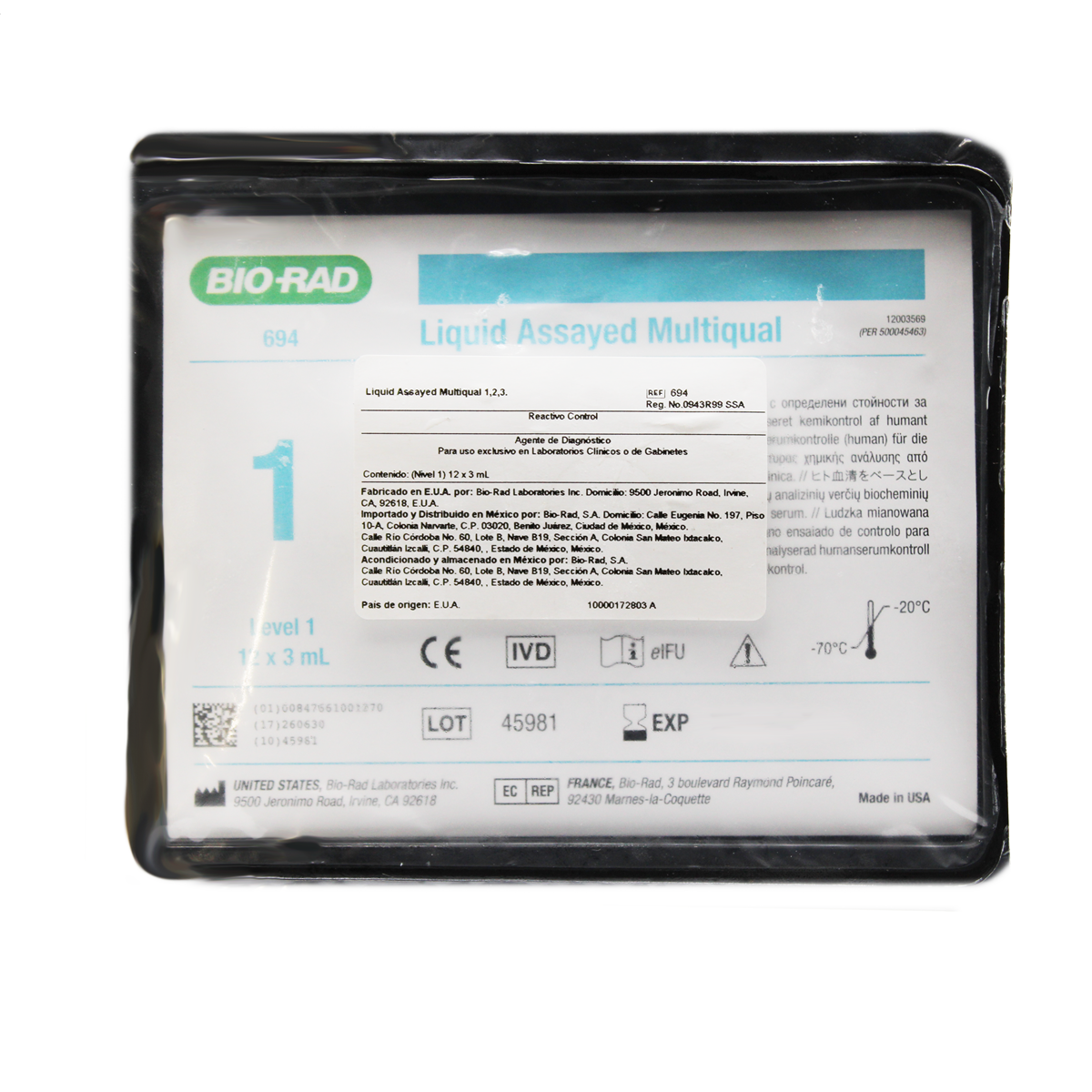 Reactivo Bio-Rad Liquid Assayed Multiqual 1