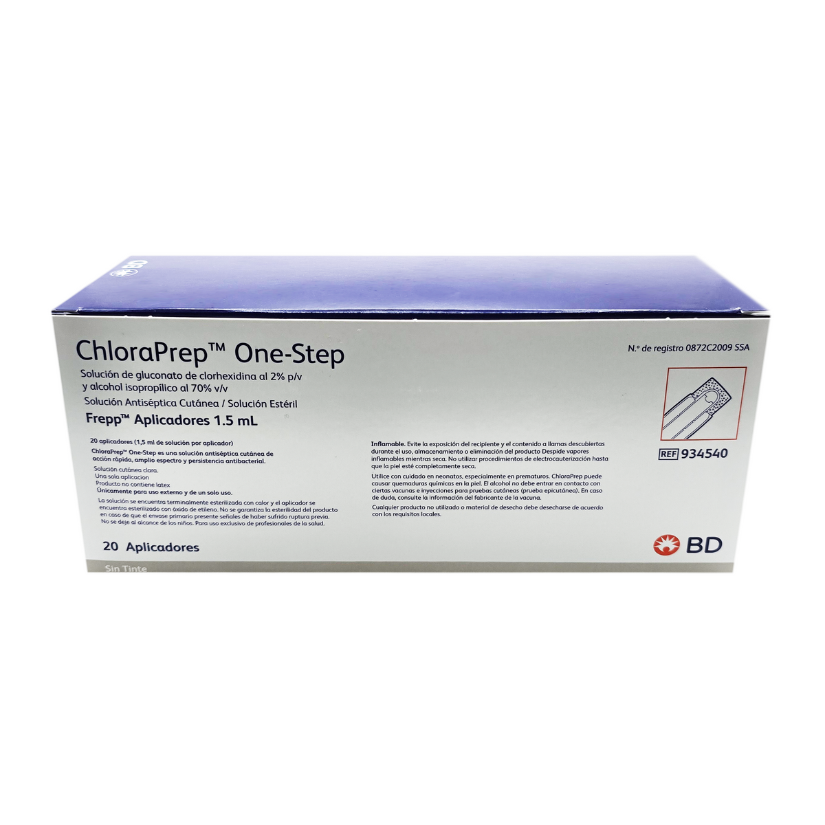 Solución Antiséptica ChloraPrep One-Step Frepp 20 Aplicadores BD