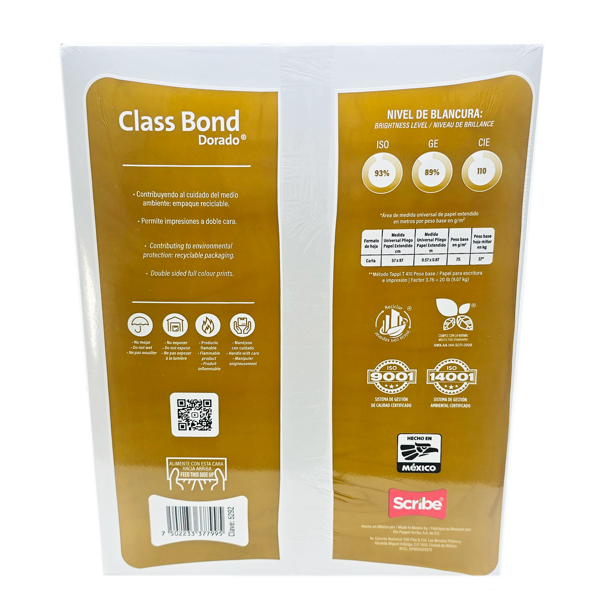 Papel Class Bond Dorado Carta 93%